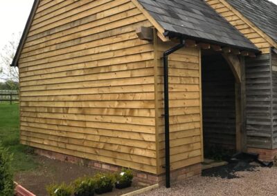 wooden clad garage extension