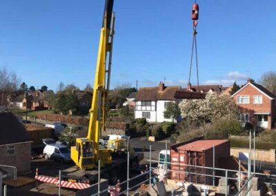 crane providing steelwork to a new build property in worcestershire
